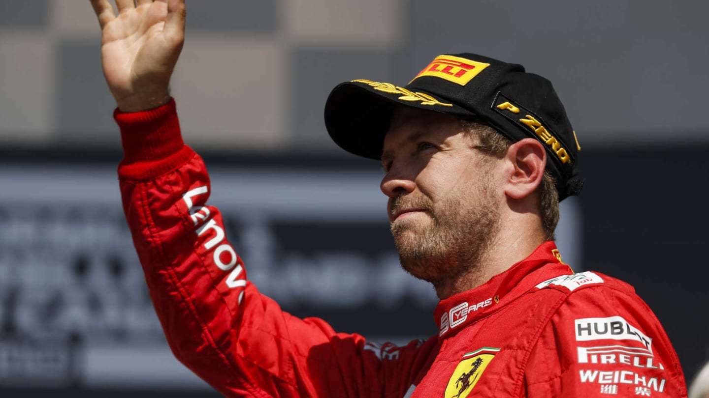 CIRCUIT GILLES-VILLENEUVE, CANADA - JUNE 09: Sebastian Vettel, Ferrari on the podium during the