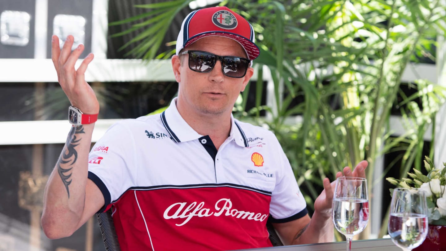 CIRCUIT GILLES-VILLENEUVE, CANADA - JUNE 06: Kimi Raikkonen, Alfa Romeo Racing talks to the media