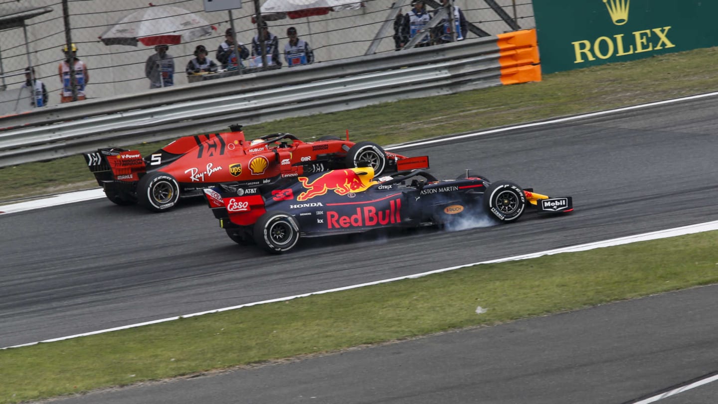 SHANGHAI INTERNATIONAL CIRCUIT, CHINA - APRIL 14: Sebastian Vettel, Ferrari SF90 and Max