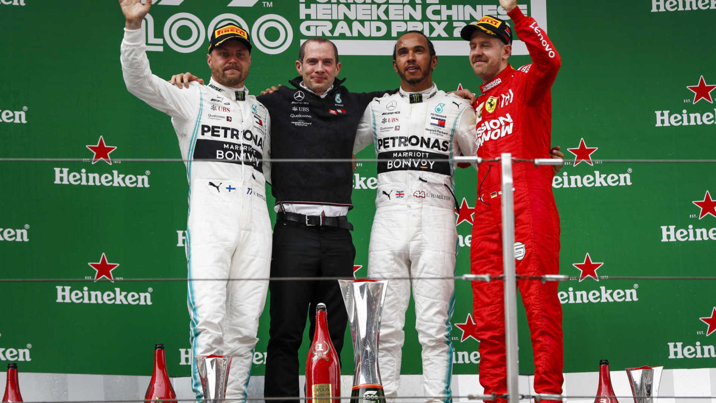 SHANGHAI INTERNATIONAL CIRCUIT, CHINA - APRIL 14: Valtteri Bottas, Mercedes AMG F1, Race Winner