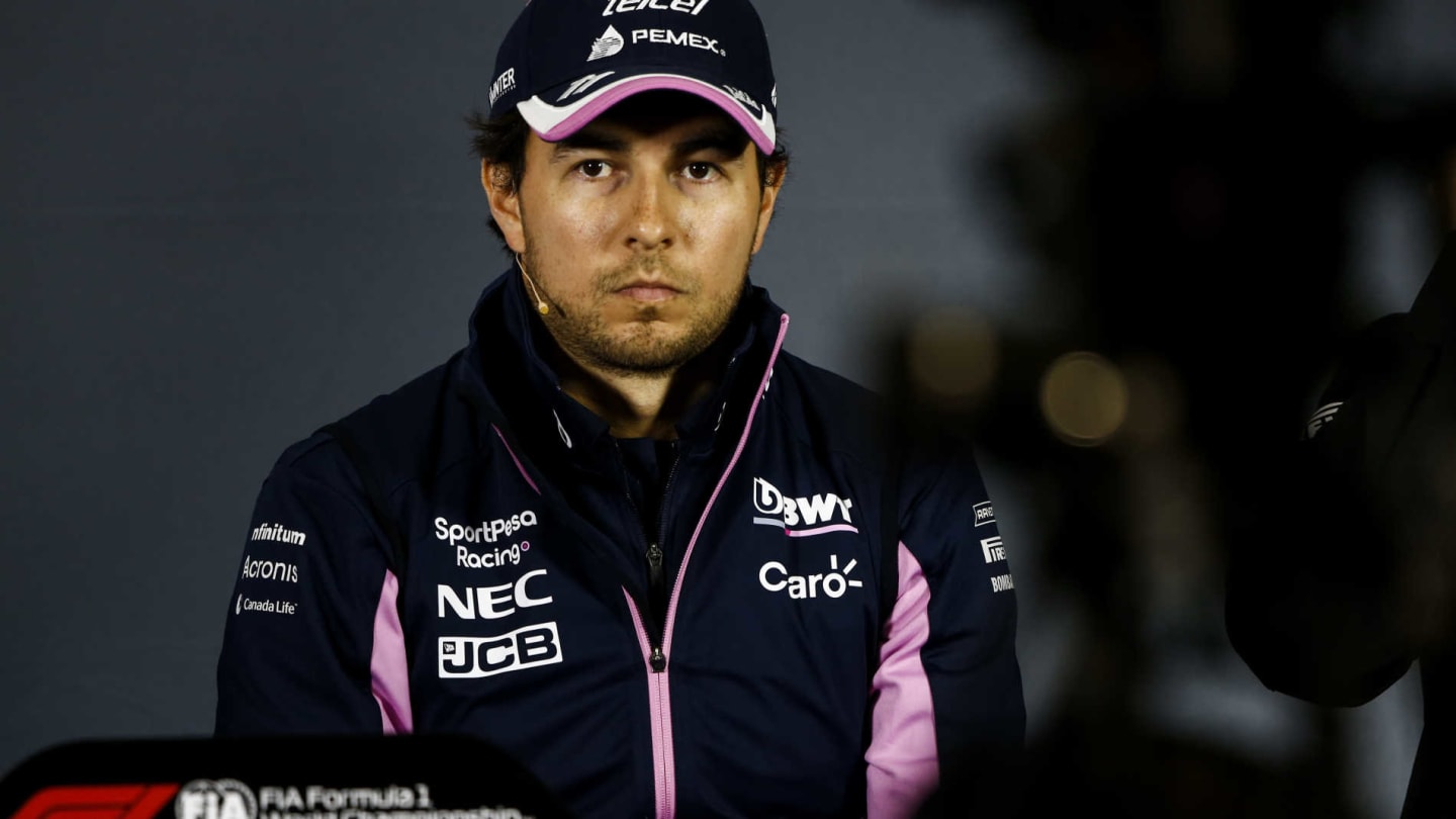 SHANGHAI INTERNATIONAL CIRCUIT, CHINA - APRIL 11: Sergio Perez, Racing Point in Press Conference during the Chinese GP at Shanghai International Circuit on April 11, 2019 in Shanghai International Circuit, China. (Photo by Andy Hone / LAT Images)