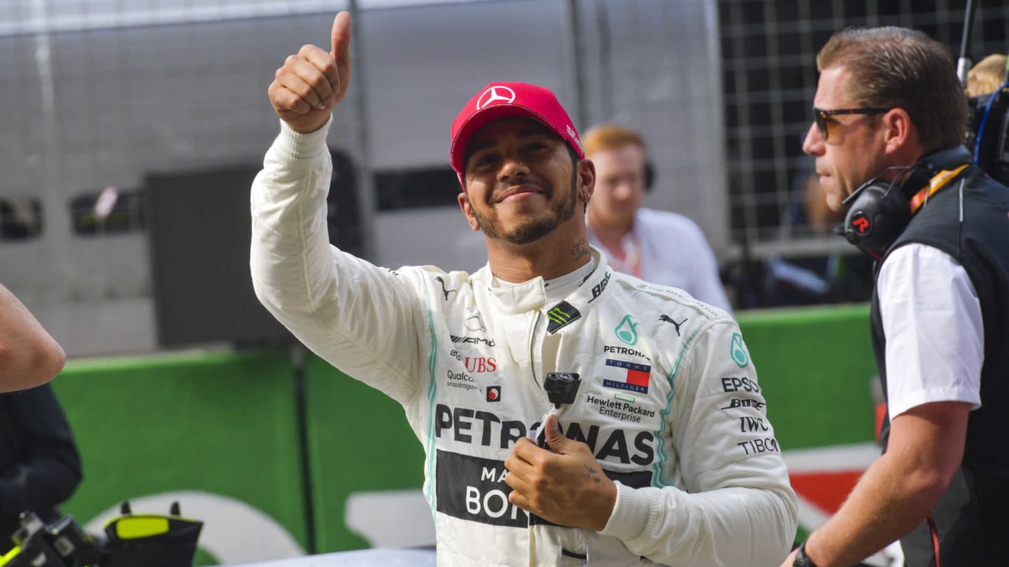 SHANGHAI INTERNATIONAL CIRCUIT, CHINA - APRIL 13: Lewis Hamilton, Mercedes AMG F1, acknowledges the crowd after Qualifying during the Chinese GP at Shanghai International Circuit on April 13, 2019 in Shanghai International Circuit, China. (Photo by Jerry Andre / Sutton Images)