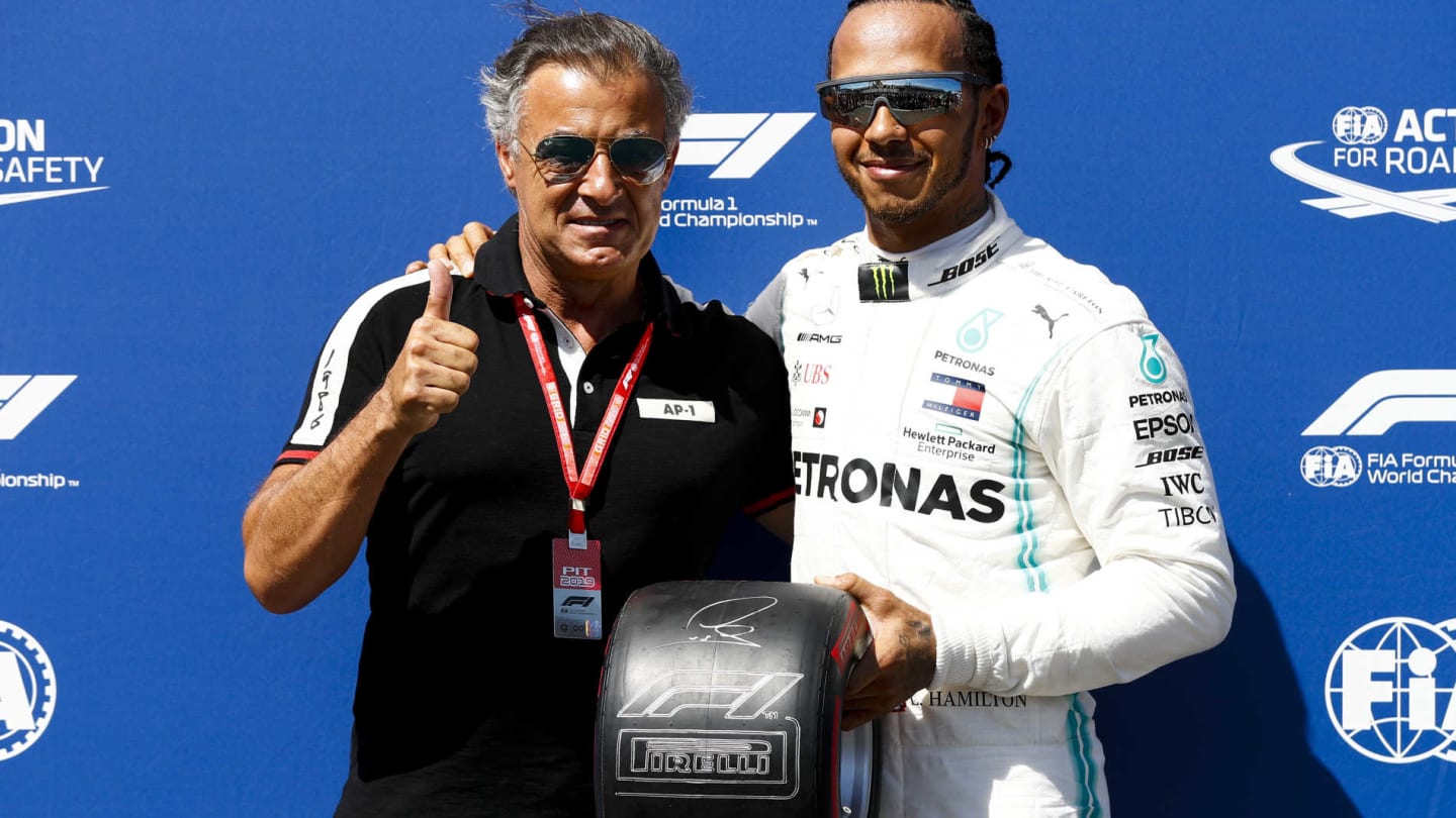 CIRCUIT PAUL RICARD, FRANCE - JUNE 22: Pole sitter Lewis Hamilton, Mercedes AMG F1 receives the