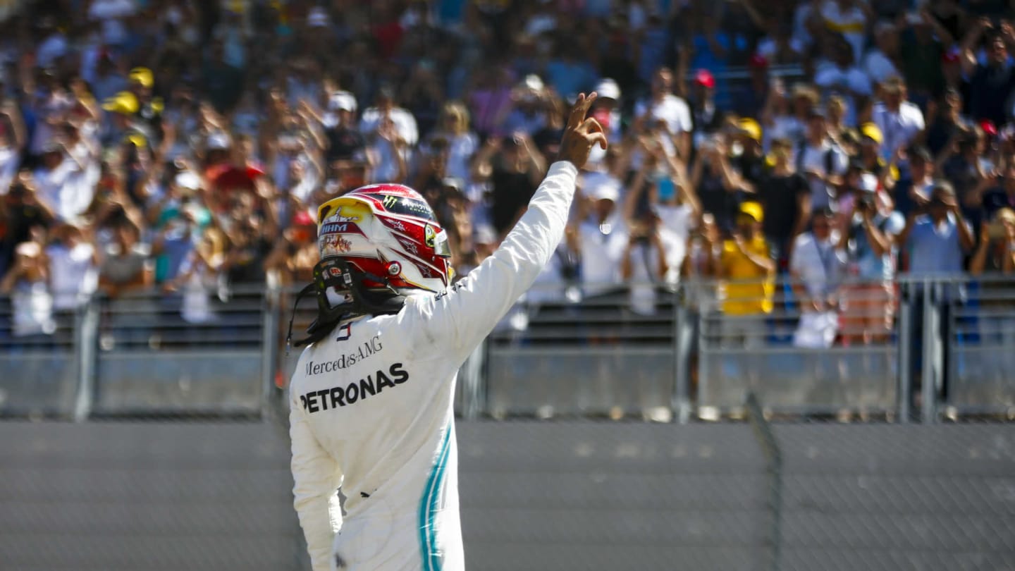 CIRCUIT PAUL RICARD, FRANCE - JUNE 22: Pole Sitter Lewis Hamilton, Mercedes AMG F1 celebrates in