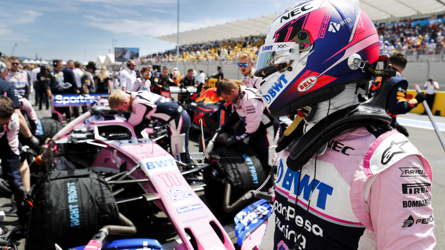 CIRCUIT PAUL RICARD, FRANCE - JUNE 23: Sergio Perez, Racing Point, on the grid during the French GP