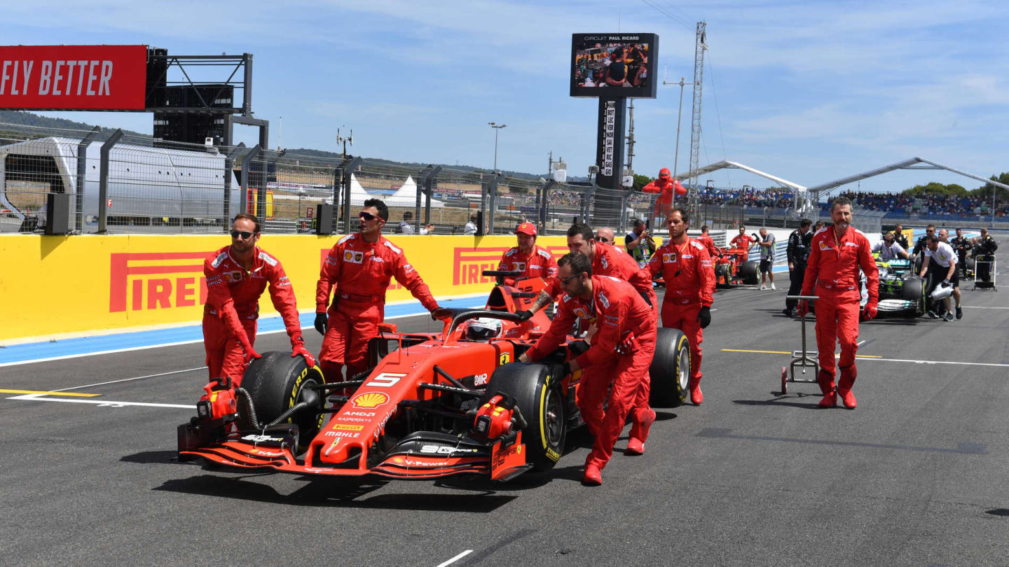 CIRCUIT PAUL RICARD, FRANCE - JUNE 23: Sebastian Vettel, Ferrari SF90, arrives on the grid during
