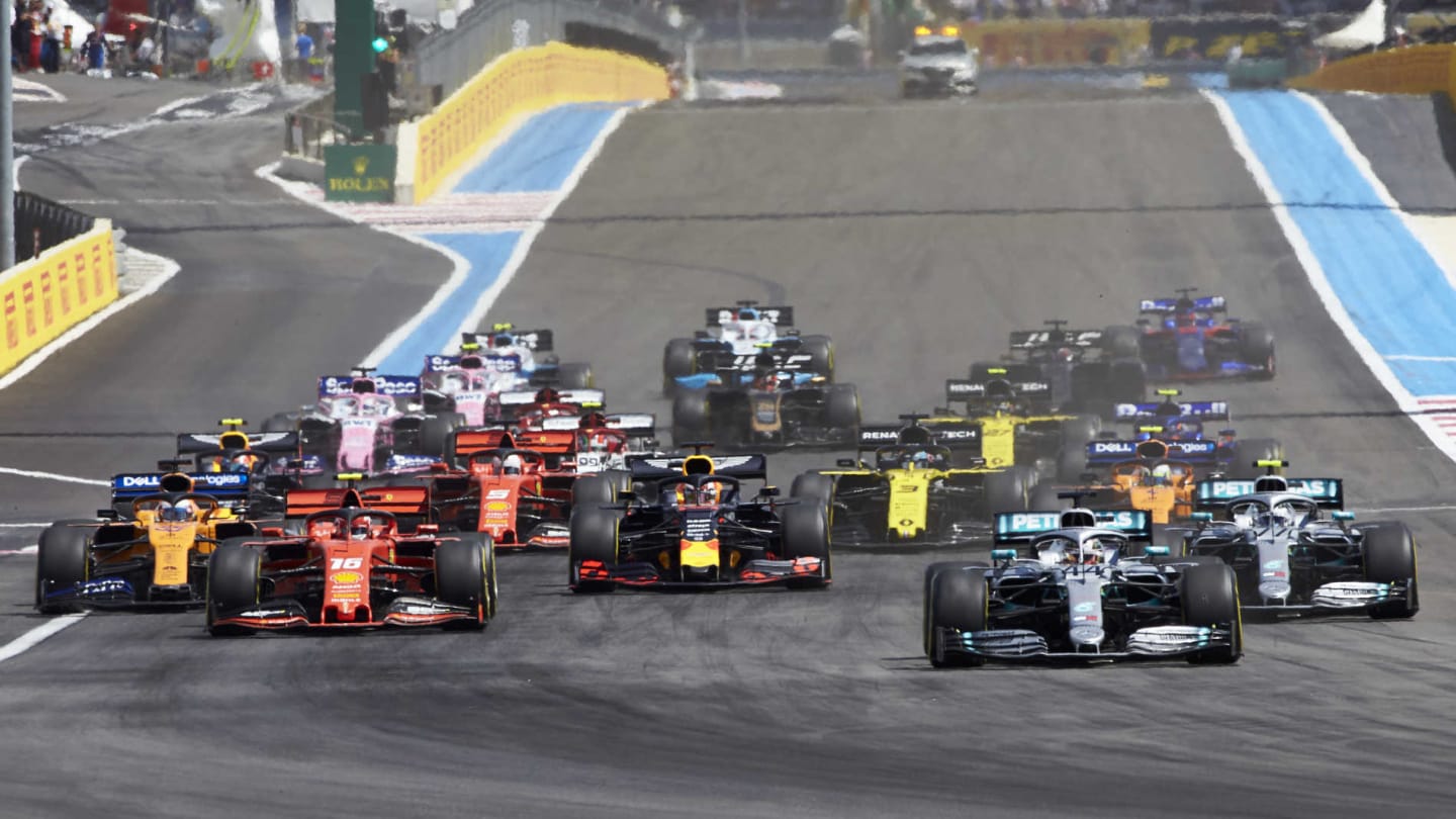 CIRCUIT PAUL RICARD, FRANCE - JUNE 23: Lewis Hamilton, Mercedes AMG F1 W10, leads Valtteri Bottas,