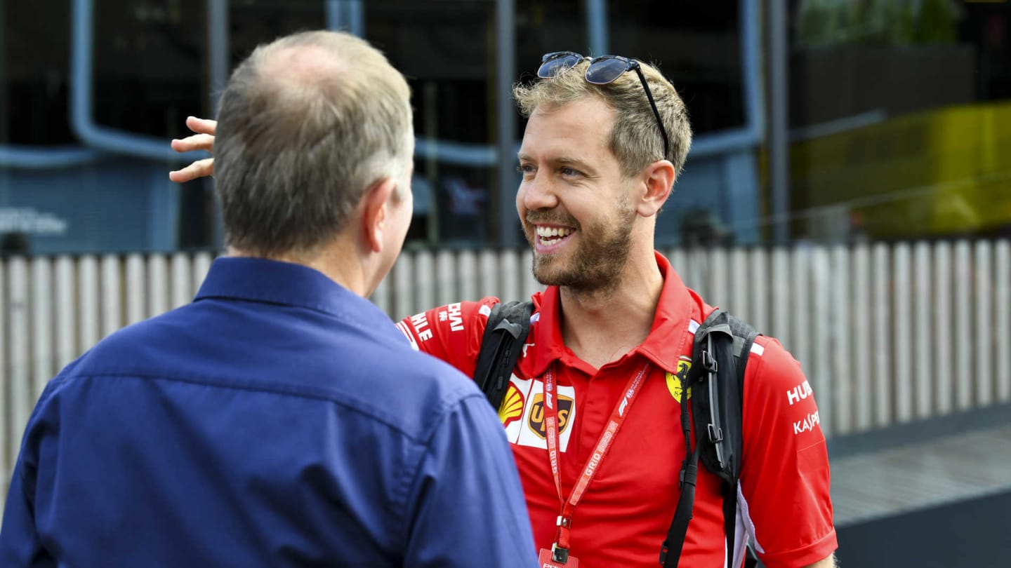 CIRCUIT PAUL RICARD, FRANCE - JUNE 20: Sebastian Vettel, Ferrari and Martin Brundle, Sky TV during