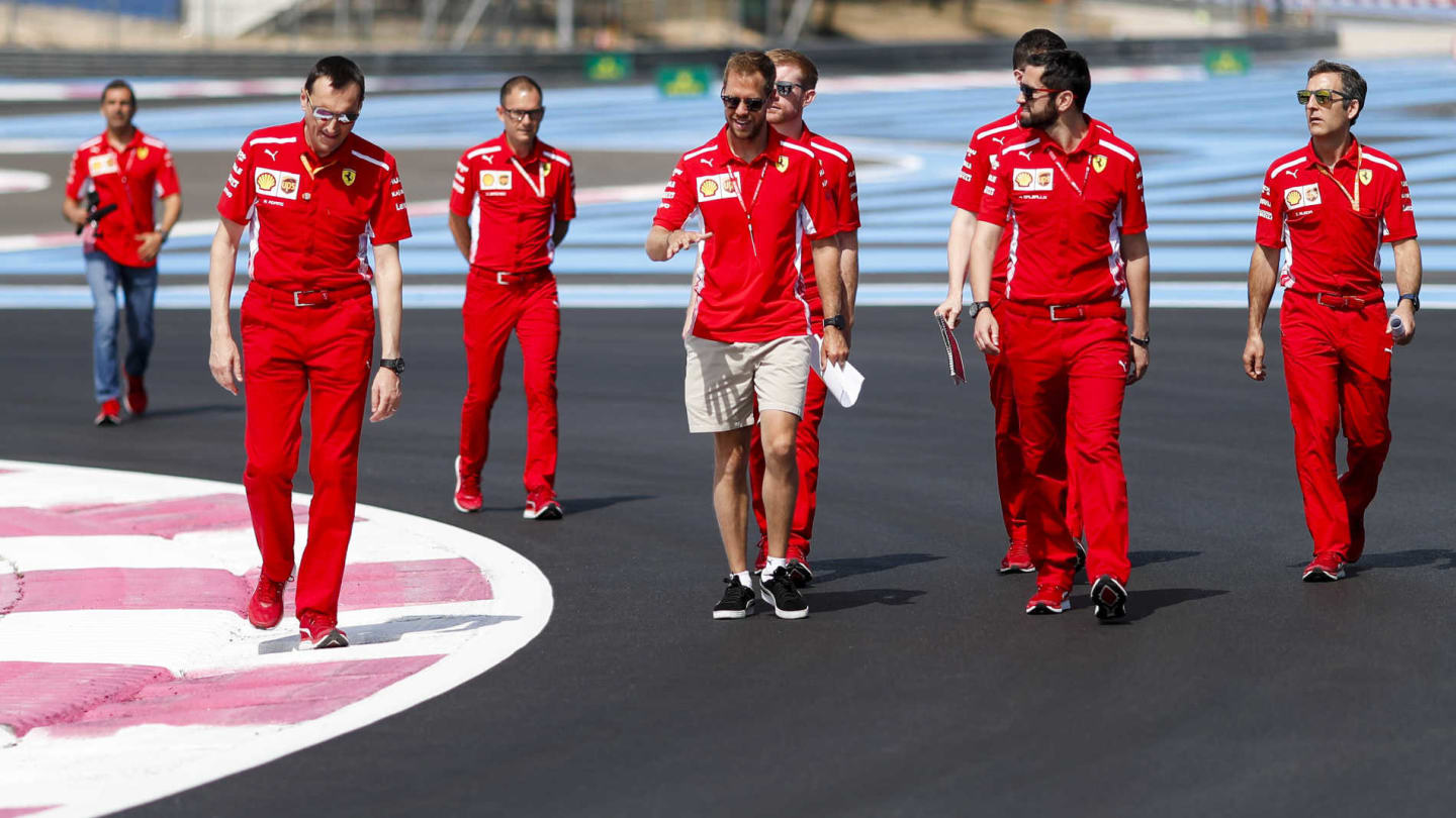 CIRCUIT PAUL RICARD, FRANCE - JUNE 20: Sebastian Vettel, Ferrari walks the track during the French
