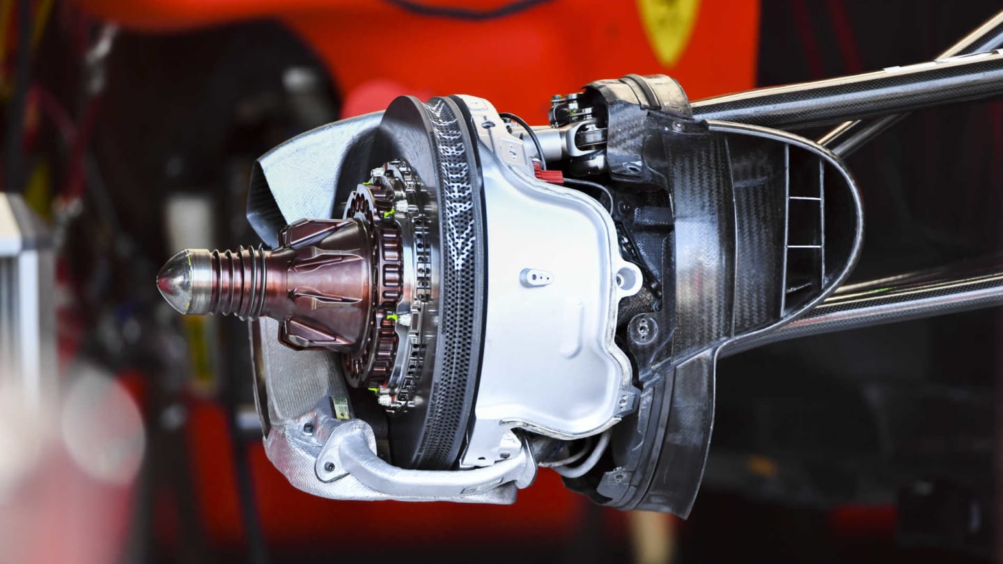 CIRCUIT PAUL RICARD, FRANCE - JUNE 20: Front brake disk of Ferrari SF90 during the French GP at