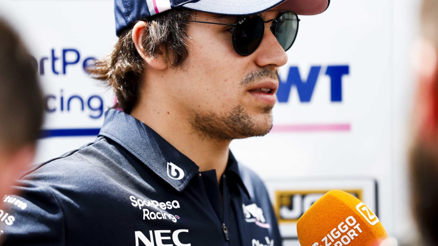 CIRCUIT PAUL RICARD, FRANCE - JUNE 20: Lance Stroll, Racing Point speaks to the media during the