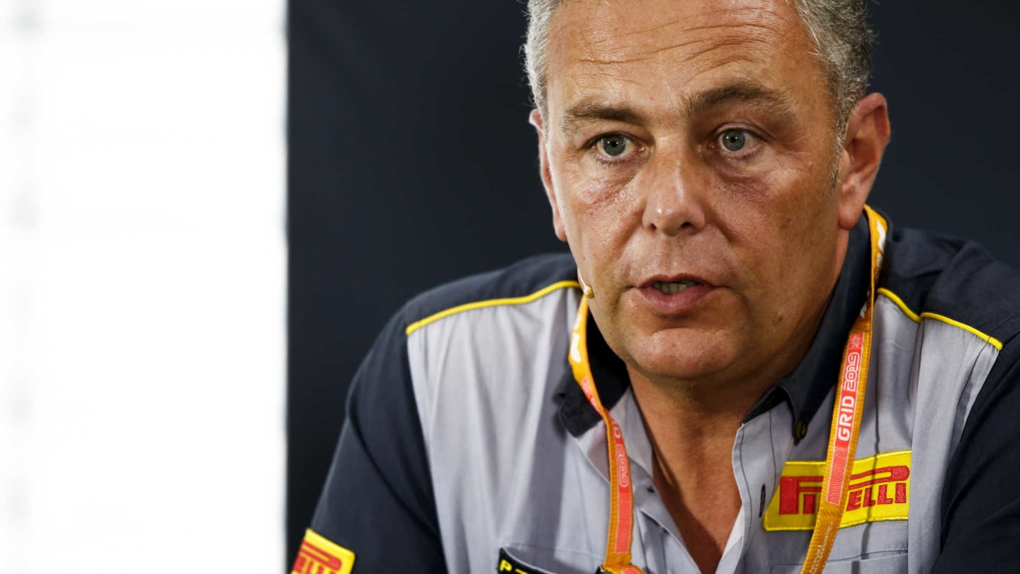 HOCKENHEIMRING, GERMANY - JULY 26: Mario Isola, Racing Manager, Pirelli Motorsport, in the Team Principals Press Conference during the German GP at Hockenheimring on July 26, 2019 in Hockenheimring, Germany. (Photo by Andy Hone / LAT Images)