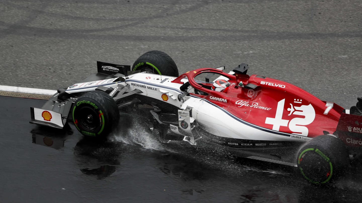 HOCKENHEIMRING, GERMANY - JULY 28: Kimi Raikkonen, Alfa Romeo Racing C38, rejoins after a trip into
