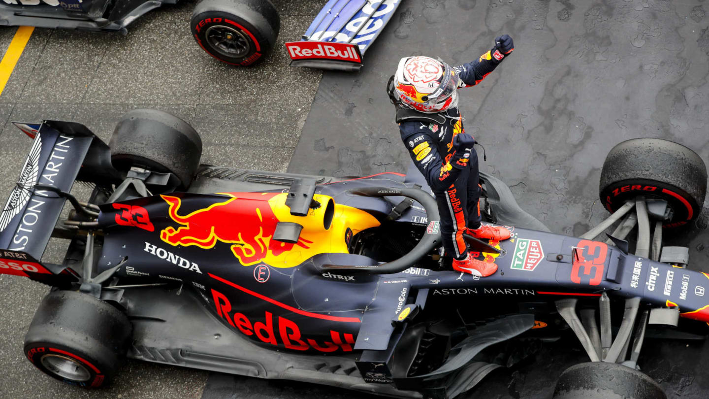 HOCKENHEIMRING, GERMANY - JULY 28: Race winner Max Verstappen, Red Bull Racing celebrates in Parc Ferme during the German GP at Hockenheimring on July 28, 2019 in Hockenheimring, Germany. (Photo by Steven Tee / LAT Images)