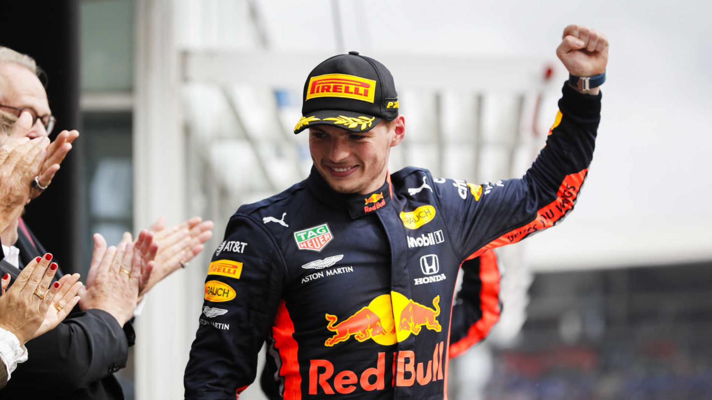 HOCKENHEIMRING, GERMANY - JULY 28: Max Verstappen, Red Bull Racing, 1st position, on the podium