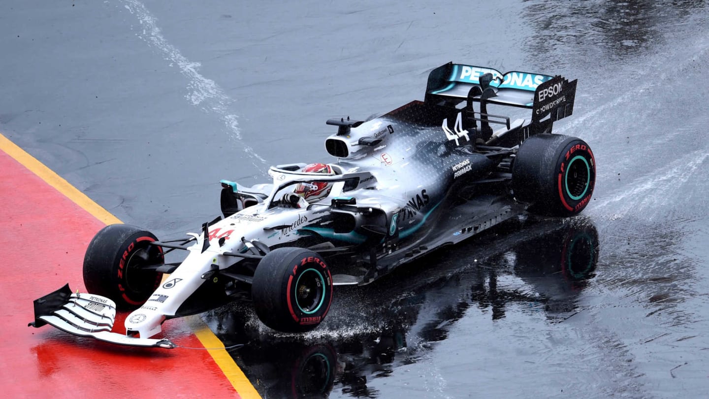 HOCKENHEIMRING, GERMANY - JULY 28: Lewis Hamilton, Mercedes AMG F1 W10, crashes his car but manages