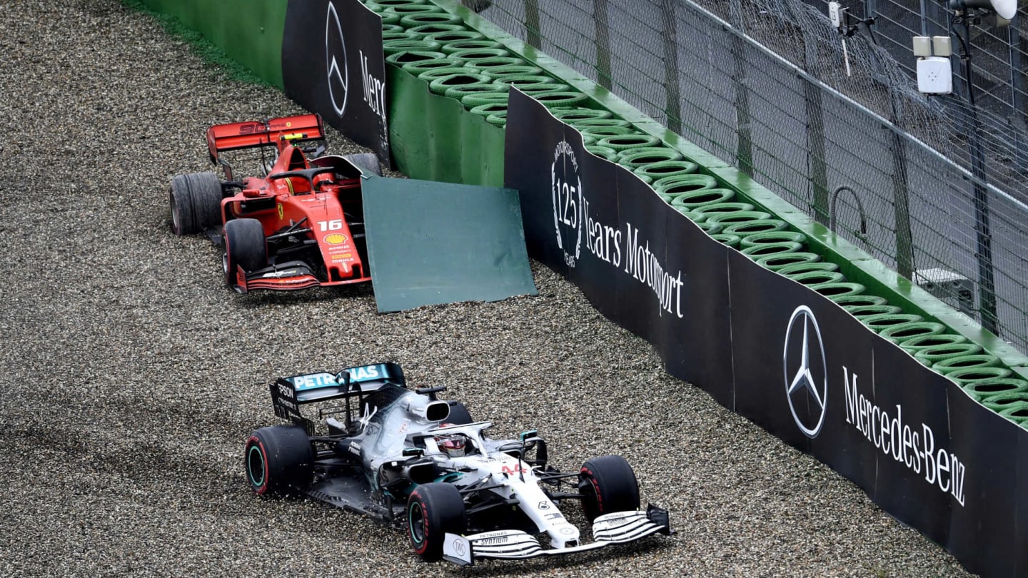 HOCKENHEIMRING, GERMANY - JULY 28: Lewis Hamilton, Mercedes AMG F1 W10, takes to the gravel at the