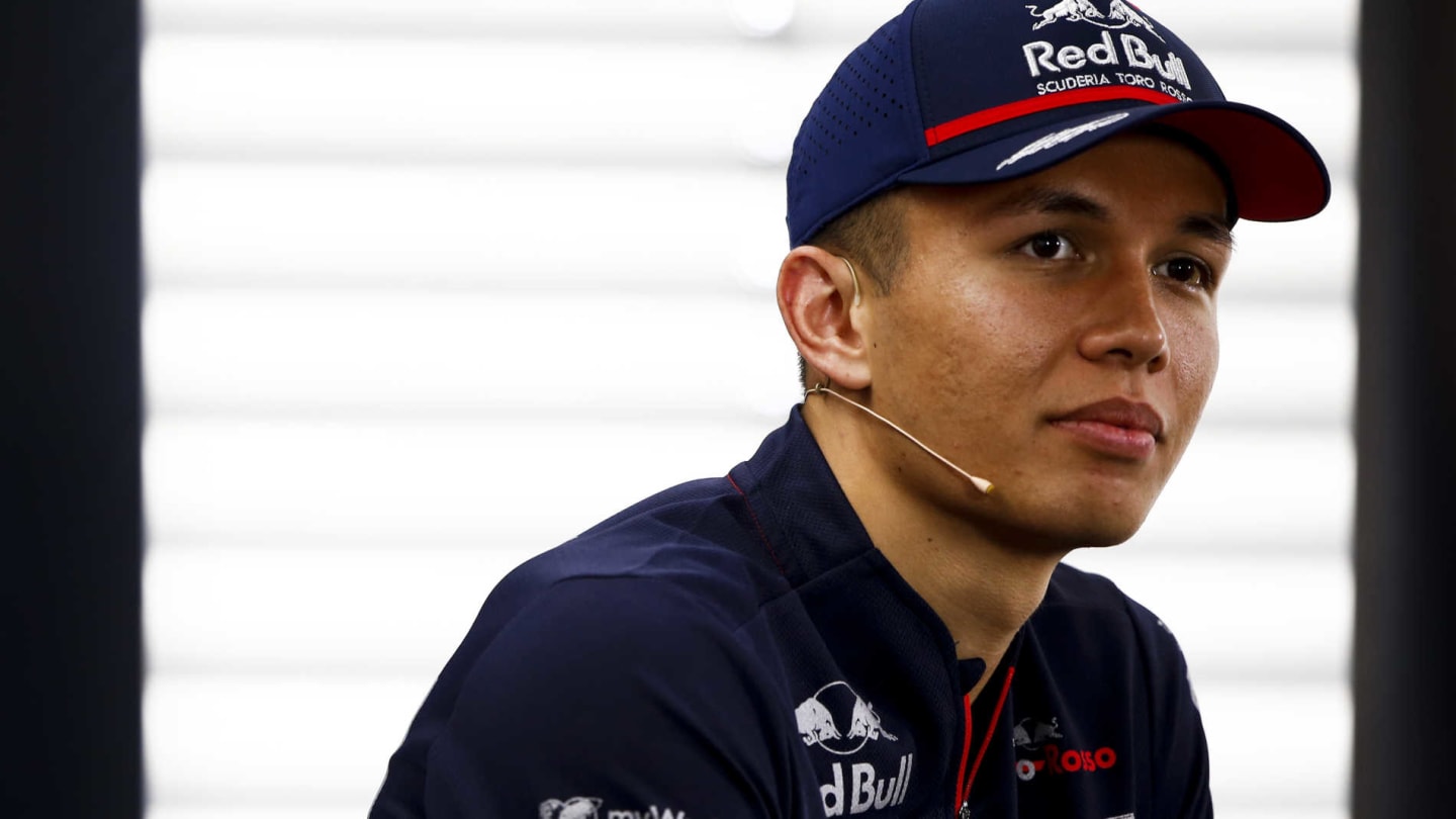 HOCKENHEIMRING, GERMANY - JULY 25: Alexander Albon, Toro Rosso in the Press Conference during the