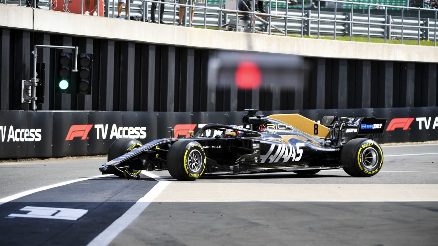 SILVERSTONE, UNITED KINGDOM - JULY 12: Romain Grosjean, Haas VF-19 during the British GP at