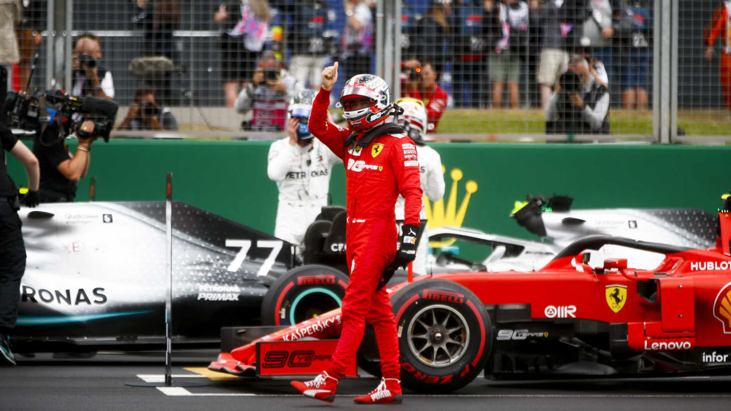 SILVERSTONE, UNITED KINGDOM - JULY 13: Charles Leclerc, Ferrari, on the grid after Qualifying during the British GP at Silverstone on July 13, 2019 in Silverstone, United Kingdom. (Photo by Andy Hone / LAT Images)