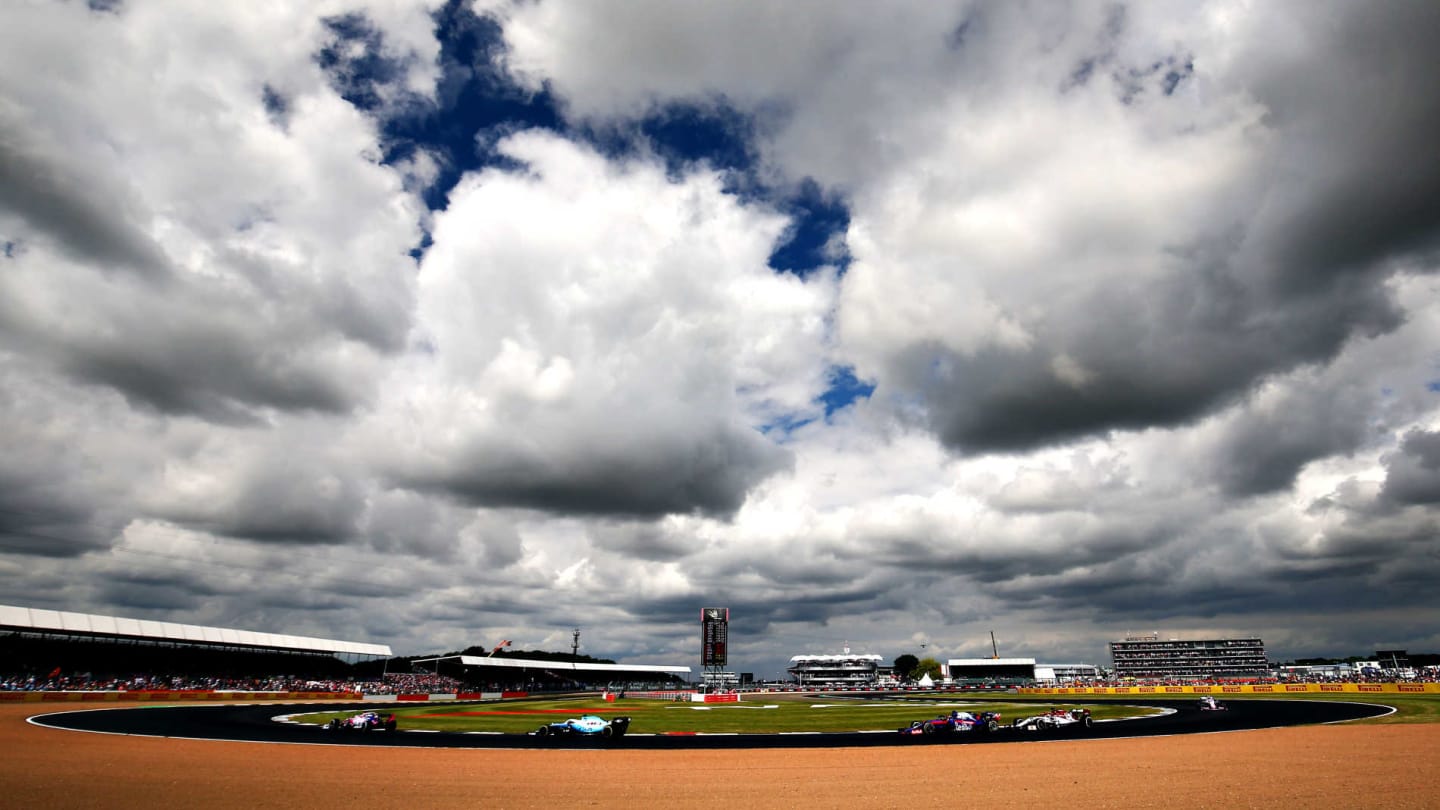SILVERSTONE, UNITED KINGDOM - JULY 14: Action under the dark skies at Silverstone during the British GP at Silverstone on July 14, 2019 in Silverstone, United Kingdom. (Photo by JEP / LAT Images)