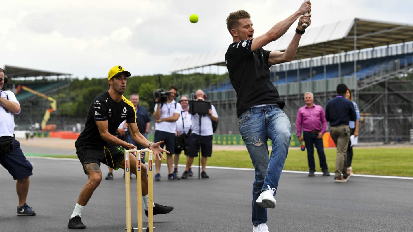 SILVERSTONE, UNITED KINGDOM - JULY 11: Nico Hulkenberg, Renault F1 Team and Daniel Ricciardo,