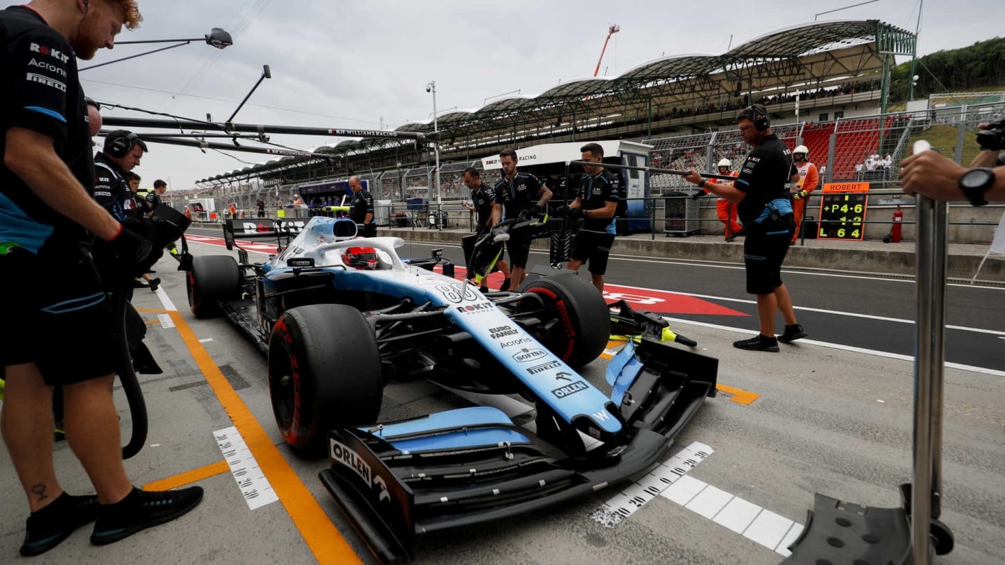 HUNGARORING, HUNGARY - AUGUST 02: Robert Kubica, Williams FW42, in the pit lane during the Hungarian GP at Hungaroring on August 02, 2019 in Hungaroring, Hungary. (Photo by Sam Bloxham / LAT Images)