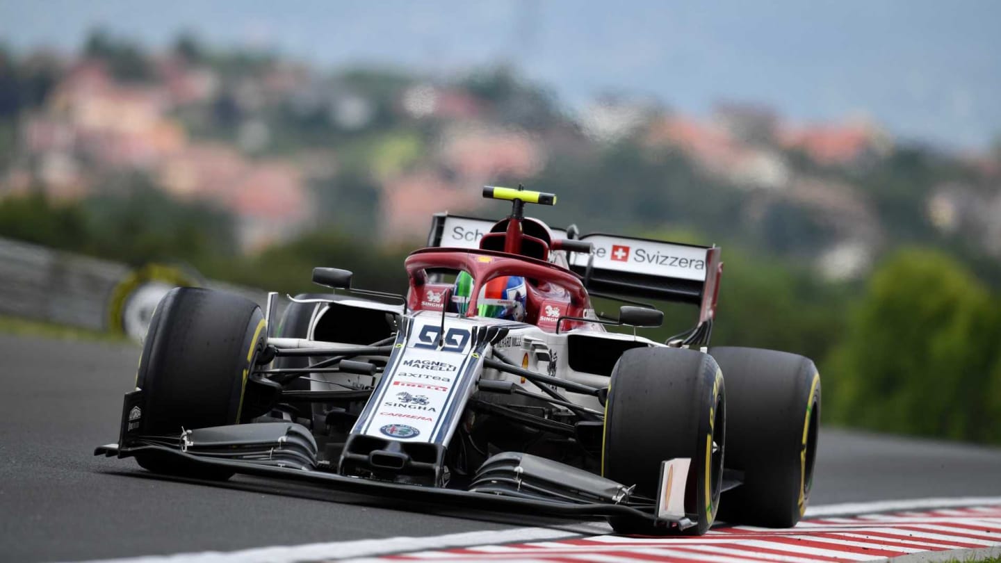 HUNGARORING, HUNGARY - AUGUST 03: Antonio Giovinazzi, Alfa Romeo Racing C38 during the Hungarian GP at Hungaroring on August 03, 2019 in Hungaroring, Hungary. (Photo by Jerry Andre / LAT Images)