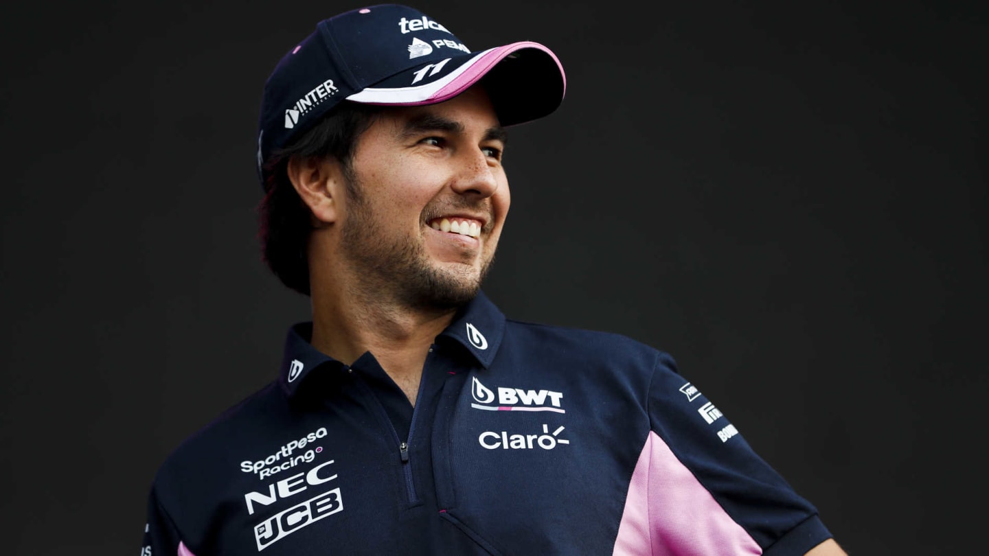 HUNGARORING, HUNGARY - AUGUST 03: Sergio Perez, Racing Point on stage in the fan zone during the