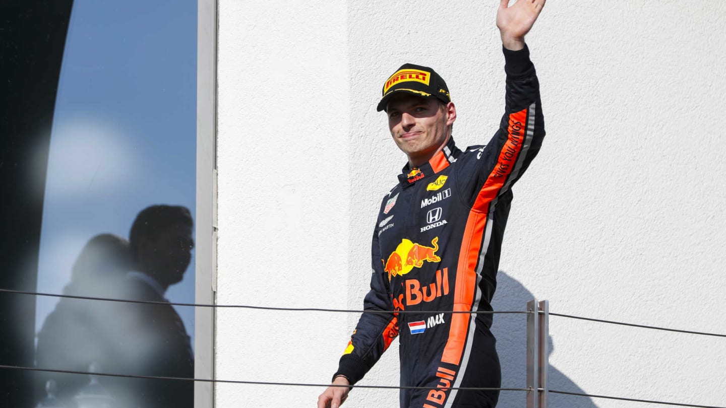 HUNGARORING, HUNGARY - AUGUST 04: Max Verstappen, Red Bull Racing, 2nd position, arrives on the
