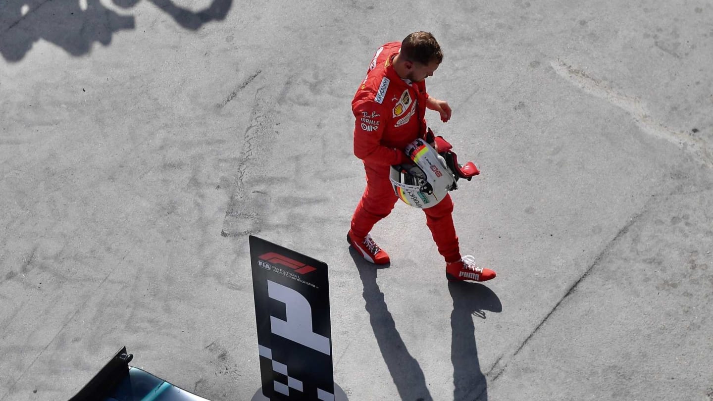 HUNGARORING, HUNGARY - AUGUST 04: Sebastian Vettel, Ferrari, 3rd position, in Parc Ferme during the