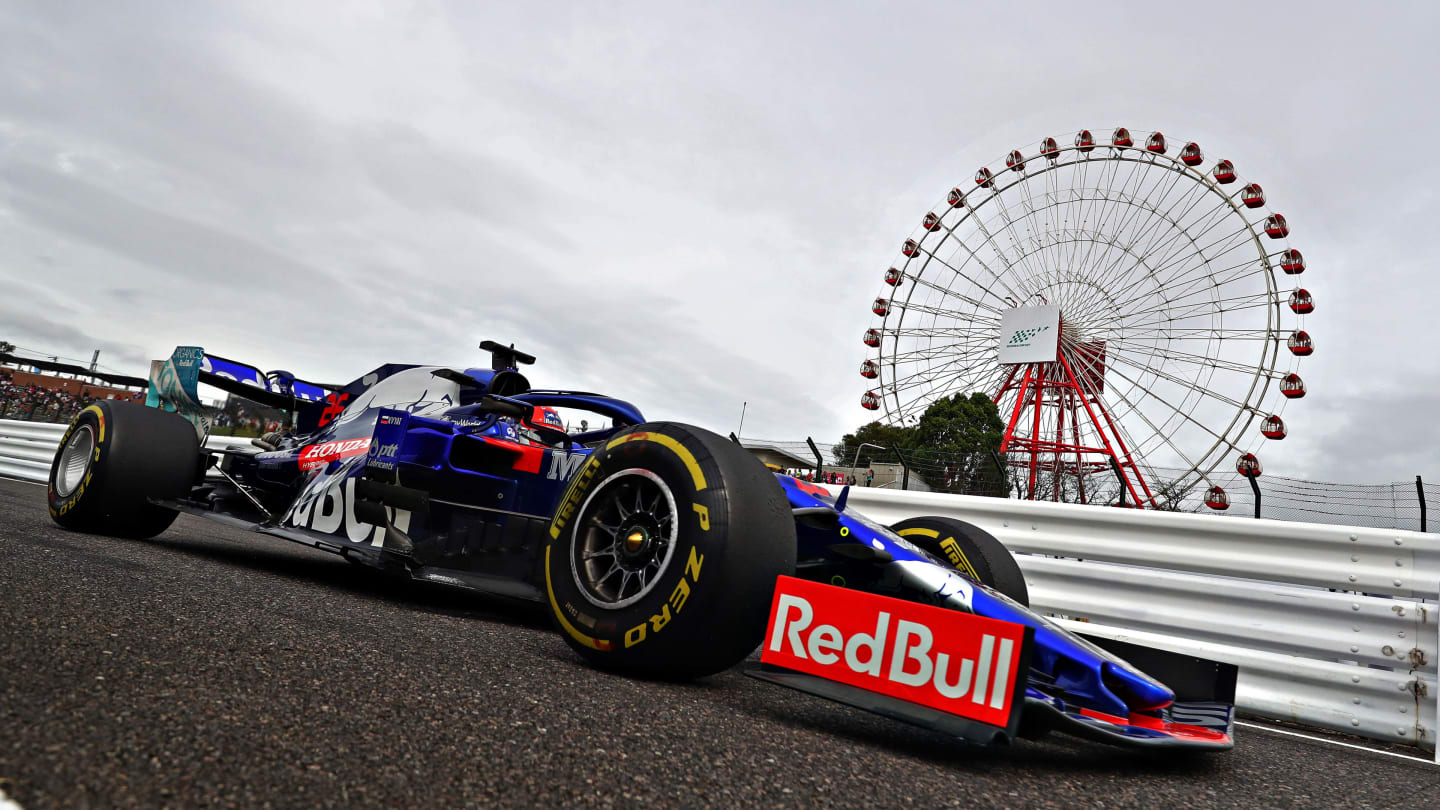 SUZUKA, JAPAN - OCTOBER 11: Daniil Kvyat driving the (26) Scuderia Toro Rosso STR14 Honda on track during practice for the F1 Grand Prix of Japan at Suzuka Circuit on October 11, 2019 in Suzuka, Japan. (Photo by Mark Thompson/Getty Images)