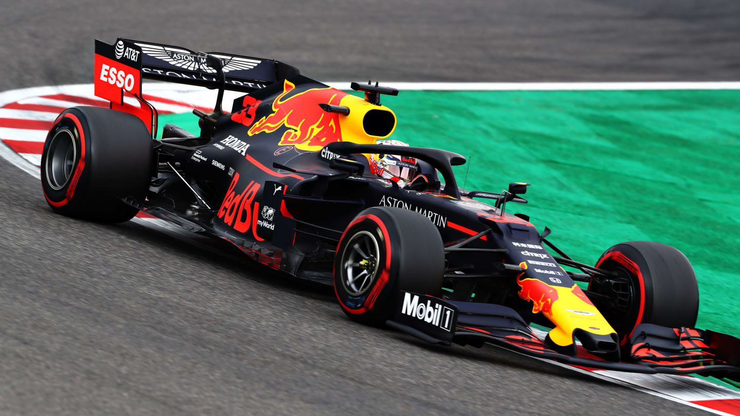 SUZUKA, JAPAN - OCTOBER 11: Max Verstappen of the Netherlands driving the (33) Aston Martin Red Bull Racing RB15 on track during practice for the F1 Grand Prix of Japan at Suzuka Circuit on October 11, 2019 in Suzuka, Japan. (Photo by Mark Thompson/Getty Images)