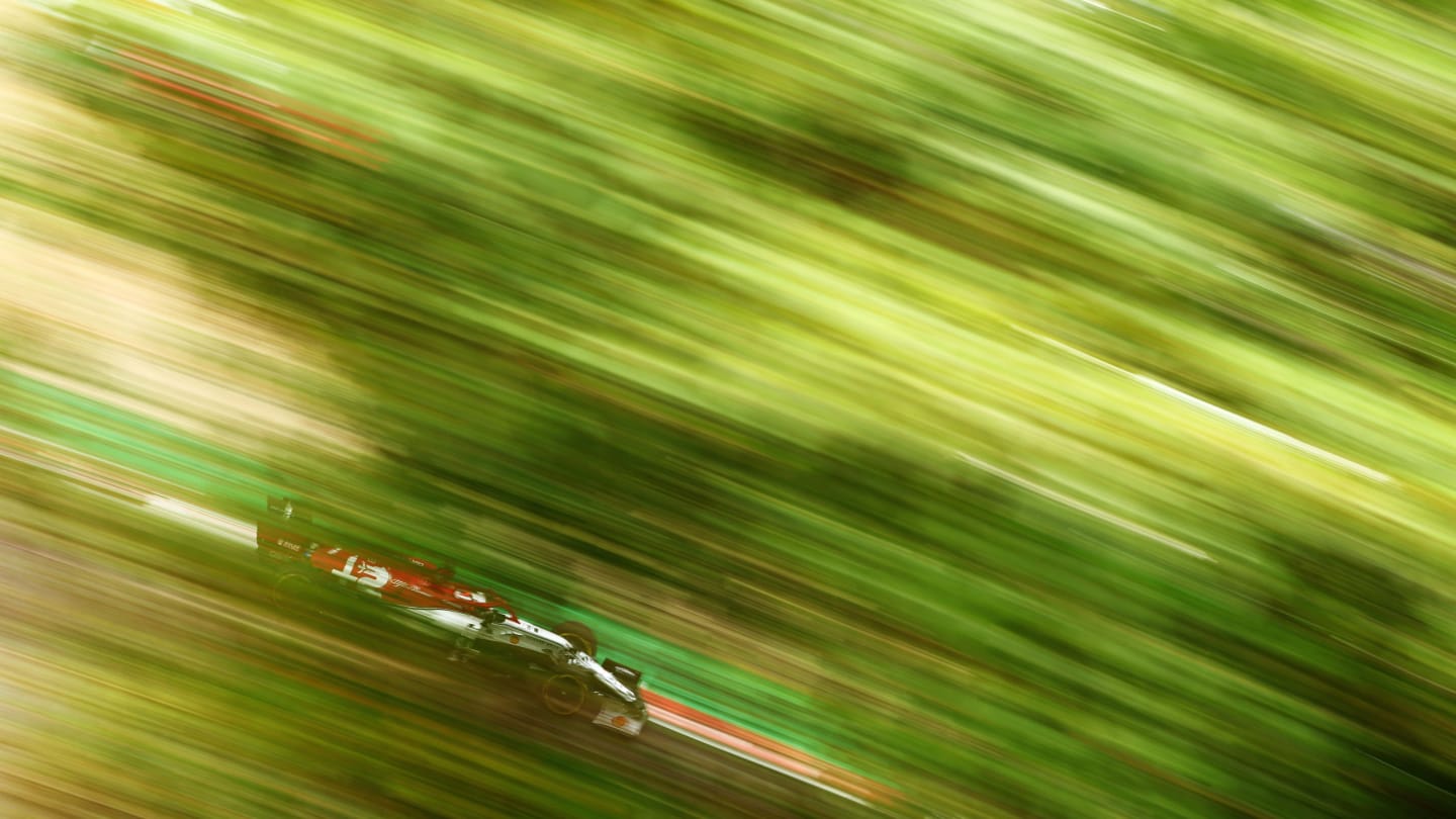 SUZUKA, JAPAN - OCTOBER 11: Kimi Raikkonen of Finland driving the (7) Alfa Romeo Racing C38 Ferrari on track during practice for the F1 Grand Prix of Japan at Suzuka Circuit on October 11, 2019 in Suzuka, Japan. (Photo by Dan Istitene/Getty Images)