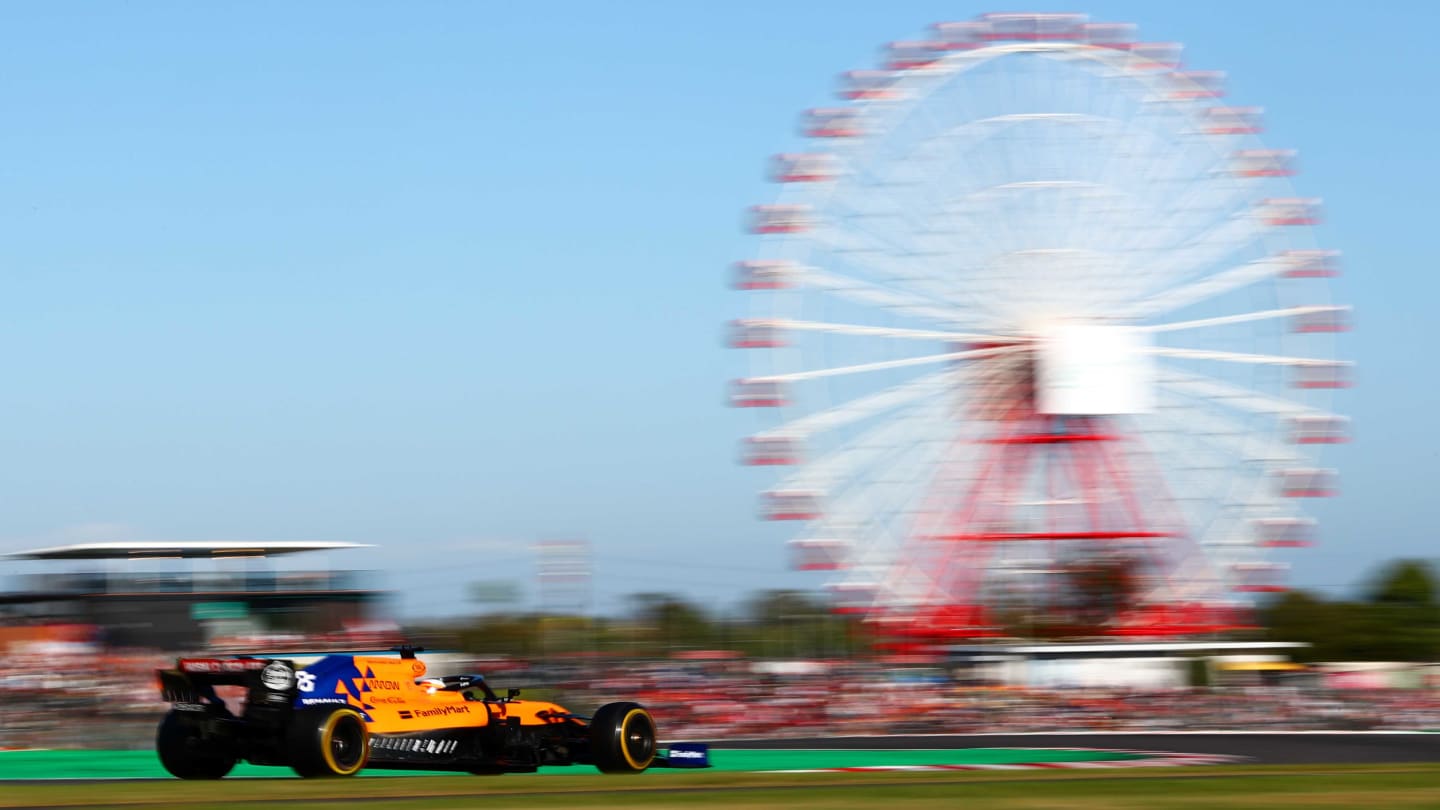 SUZUKA, JAPAN - OCTOBER 13: Carlos Sainz of Spain driving the (55) McLaren F1 Team MCL34 Renault on