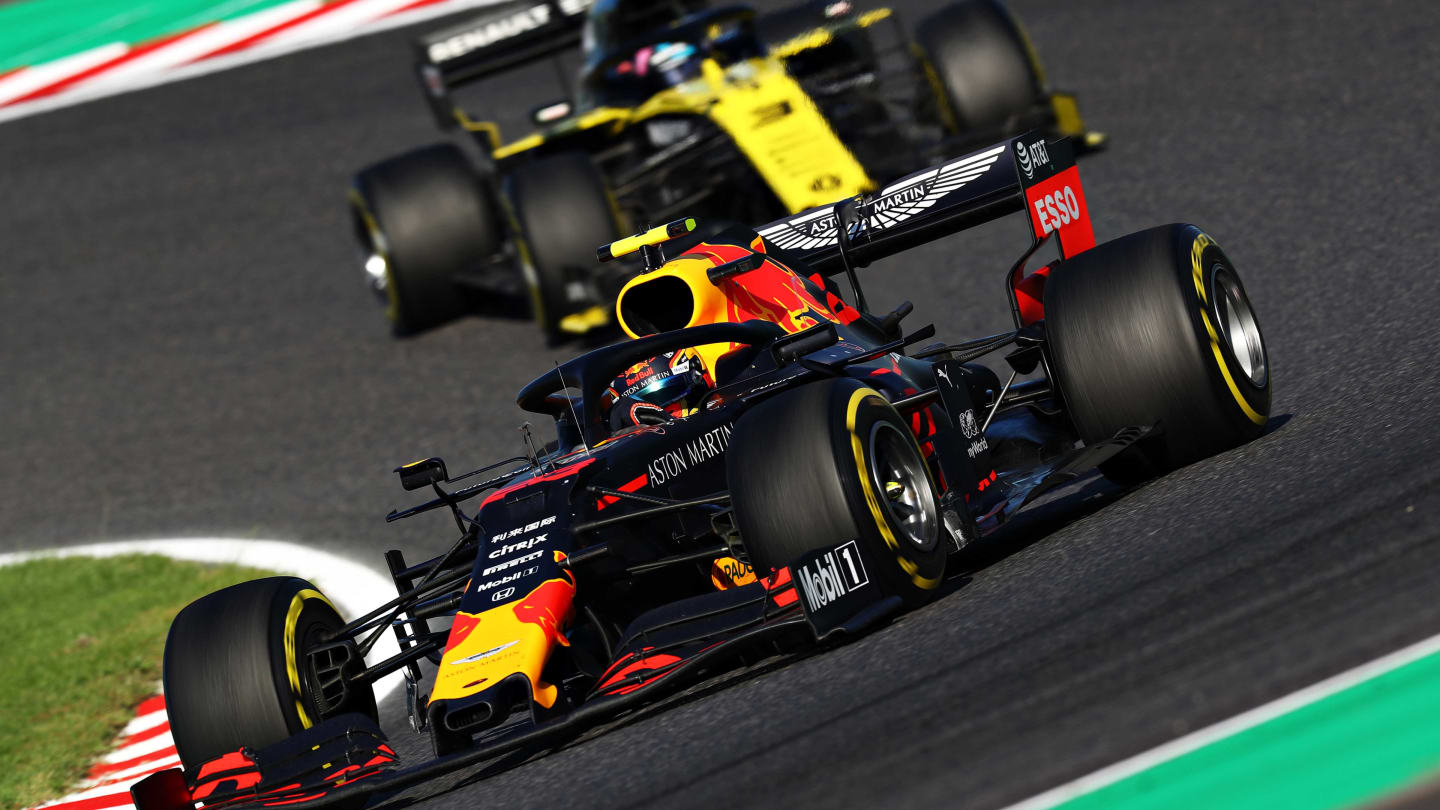 SUZUKA, JAPAN - OCTOBER 13: Alexander Albon of Thailand driving the (23) Aston Martin Red Bull