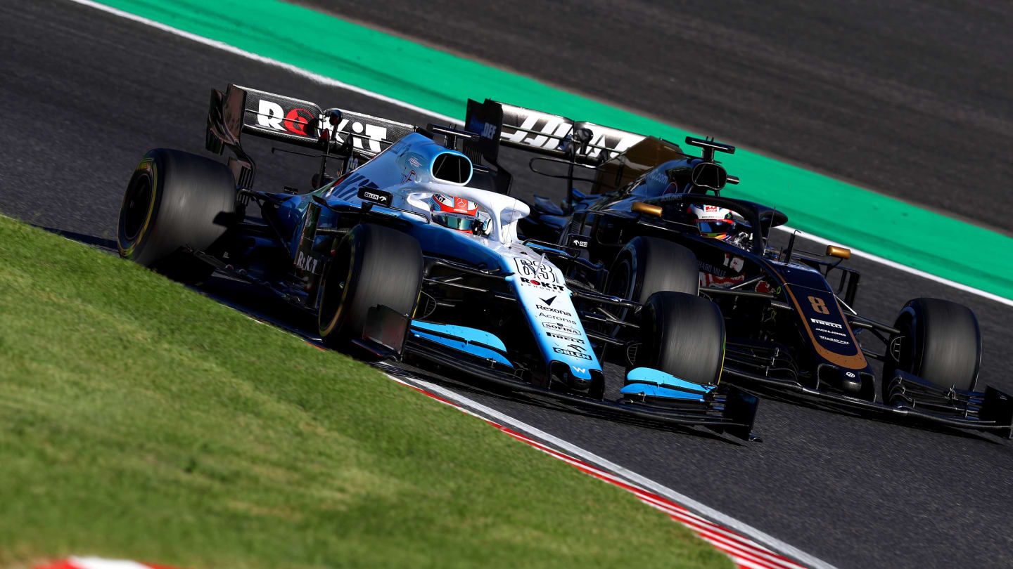 SUZUKA, JAPAN - OCTOBER 13: George Russell of Great Britain driving the (63) Rokit Williams Racing