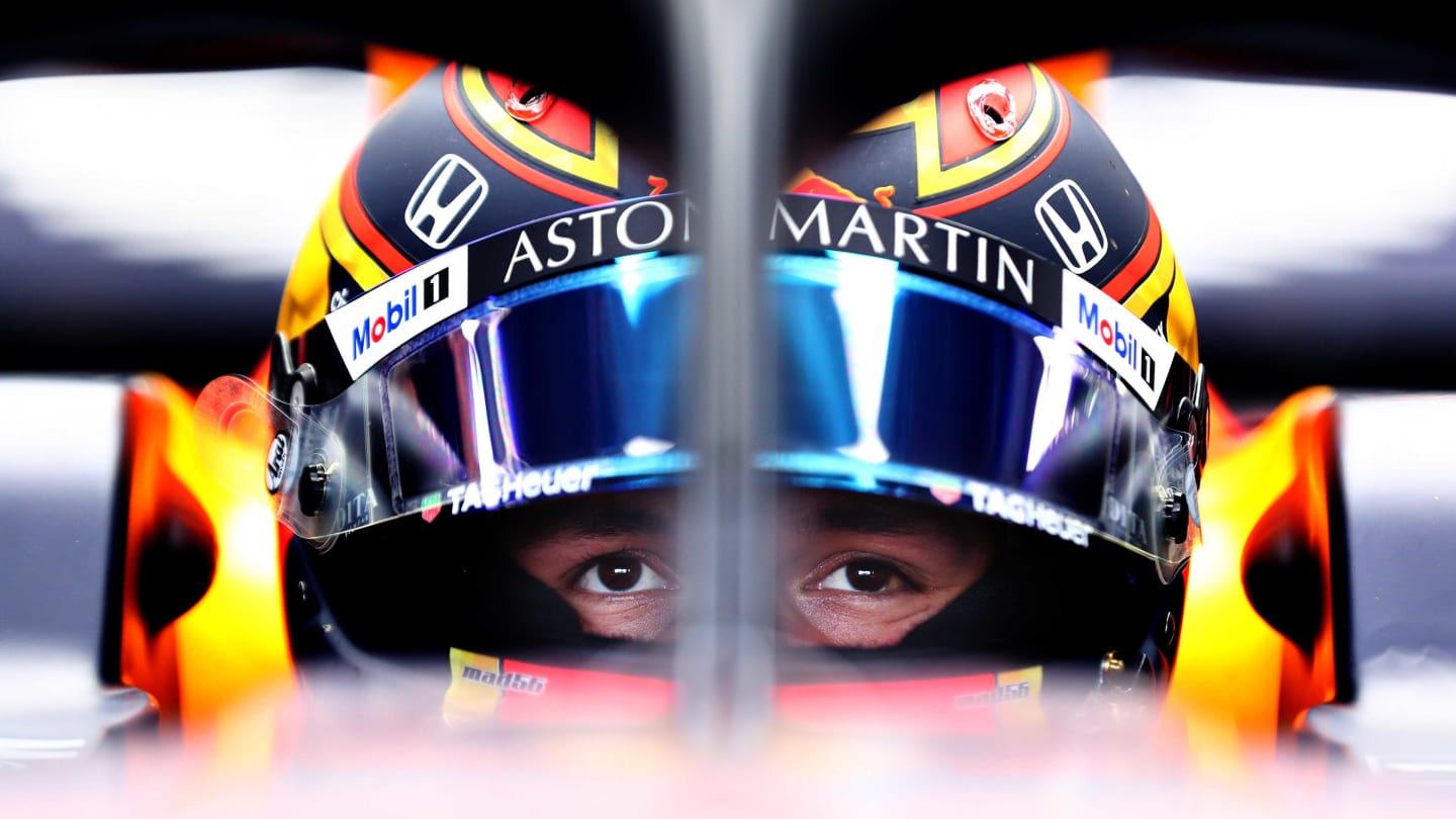 SUZUKA, JAPAN - OCTOBER 13: Alexander Albon of Thailand and Red Bull Racing prepares to drive in the garage before the F1 Grand Prix of Japan at Suzuka Circuit on October 13, 2019 in Suzuka, Japan. (Photo by Mark Thompson/Getty Images)
