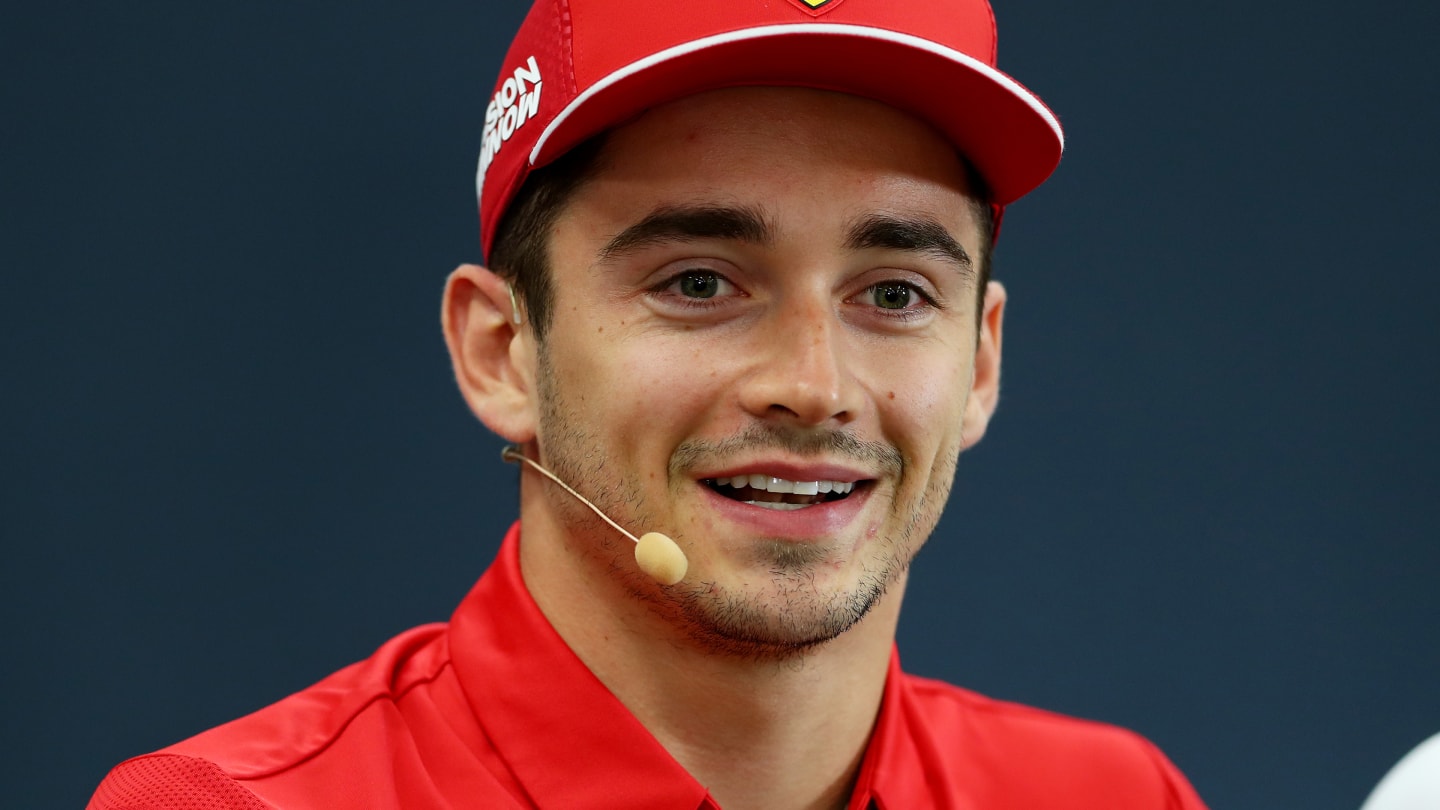 SUZUKA, JAPAN - OCTOBER 10: Charles Leclerc of Monaco and Ferrari looks on in the Drivers Press Conference during previews ahead of the F1 Grand Prix of Japan at Suzuka Circuit on October 10, 2019 in Suzuka, Japan. (Photo by Dan Istitene/Getty Images)
