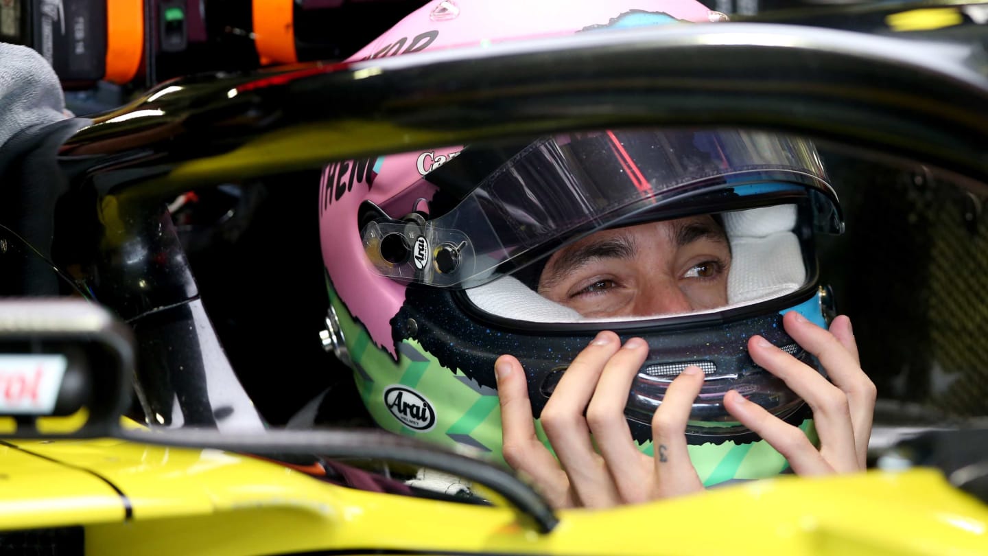 MEXICO CITY, MEXICO - OCTOBER 25: Daniel Ricciardo of Australia and Renault Sport F1 prepares to drive in the garage during practice for the F1 Grand Prix of Mexico at Autodromo Hermanos Rodriguez on October 25, 2019 in Mexico City, Mexico. (Photo by Charles Coates/Getty Images)