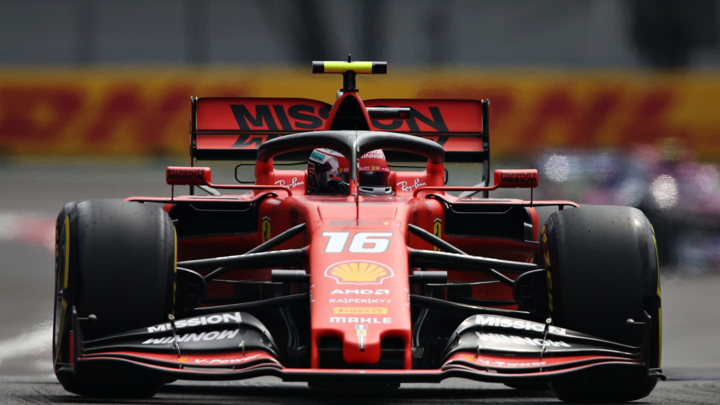 MEXICO CITY, MEXICO - OCTOBER 25: Charles Leclerc of Monaco driving the (16) Scuderia Ferrari SF90