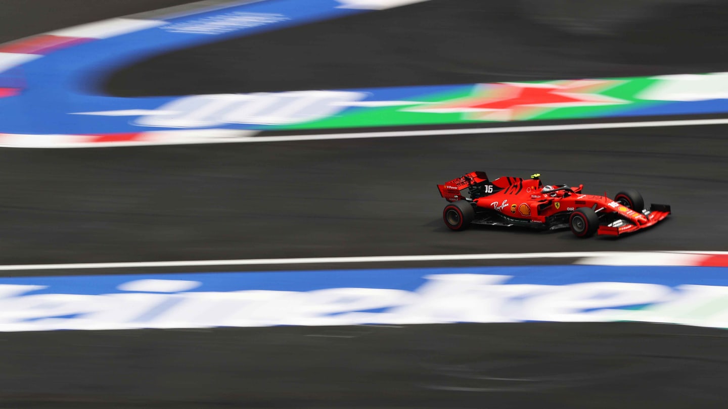 MEXICO CITY, MEXICO - OCTOBER 25: Charles Leclerc of Monaco driving the (16) Scuderia Ferrari SF90 on track during practice for the F1 Grand Prix of Mexico at Autodromo Hermanos Rodriguez on October 25, 2019 in Mexico City, Mexico. (Photo by Mark Thompson/Getty Images)