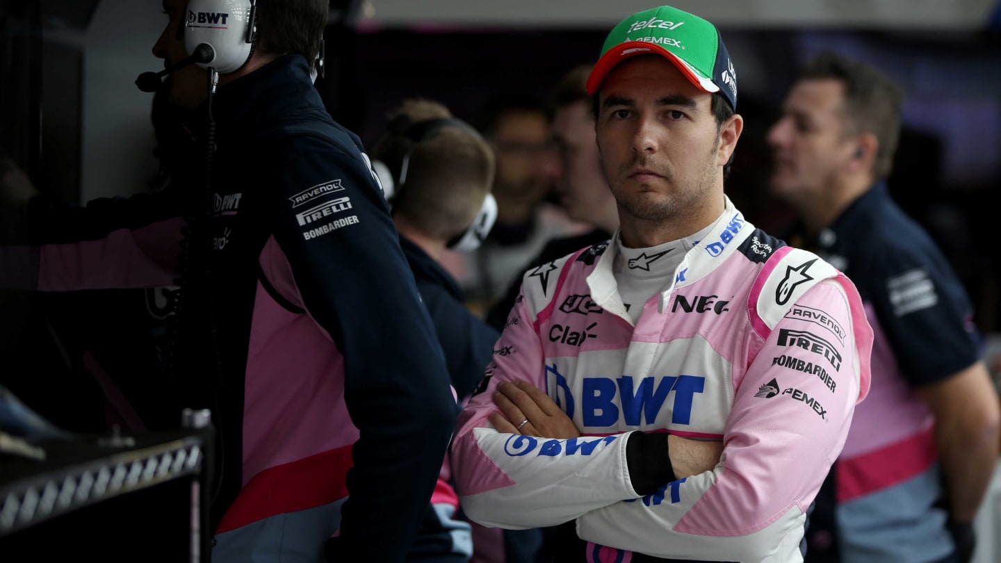 MEXICO CITY, MEXICO - OCTOBER 26: Sergio Perez of Mexico and Racing Point prepares to drive in the