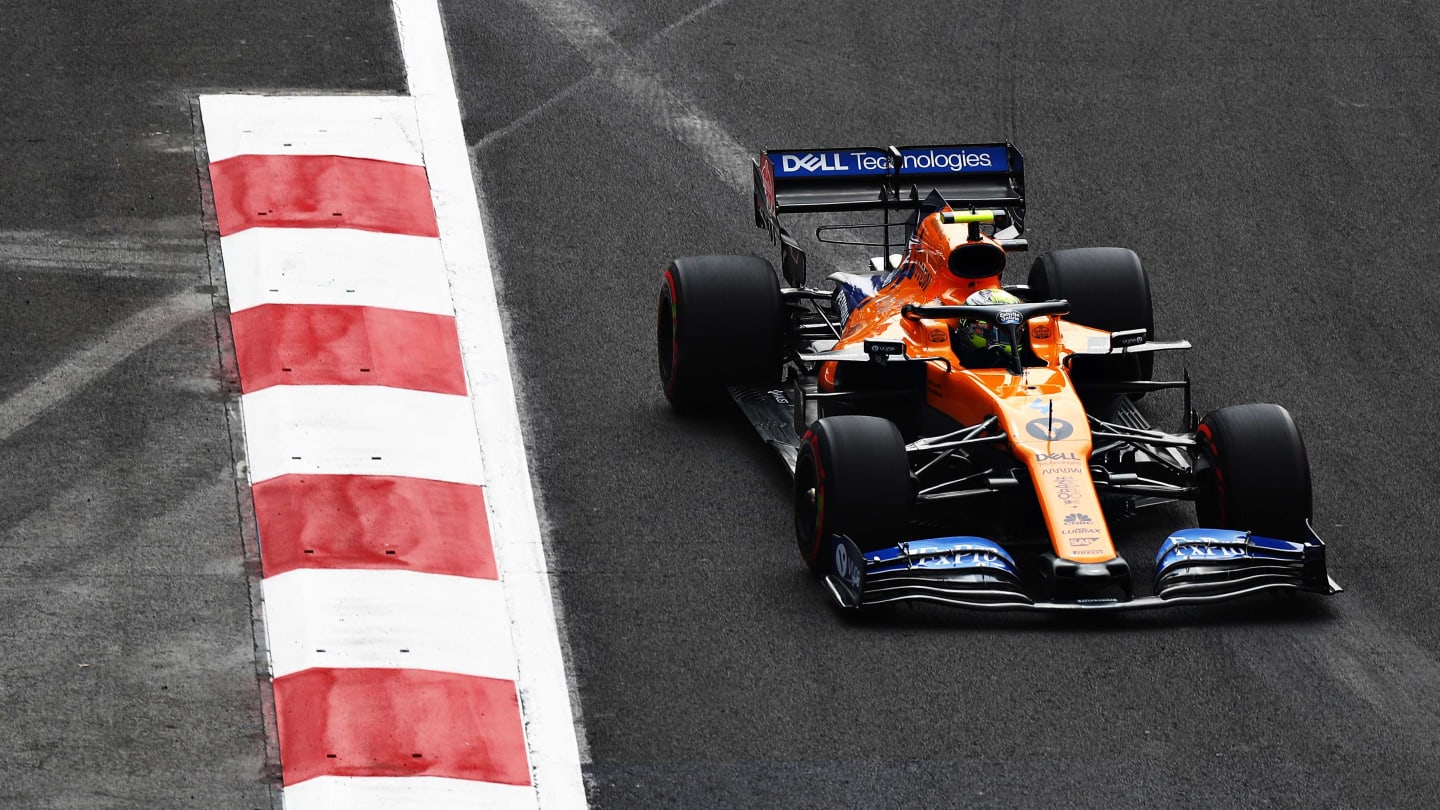 MEXICO CITY, MEXICO - OCTOBER 26: Lando Norris of Great Britain driving the (4) McLaren F1 Team MCL34 Renault on track during qualifying for the F1 Grand Prix of Mexico at Autodromo Hermanos Rodriguez on October 26, 2019 in Mexico City, Mexico. (Photo by Mark Thompson/Getty Images)
