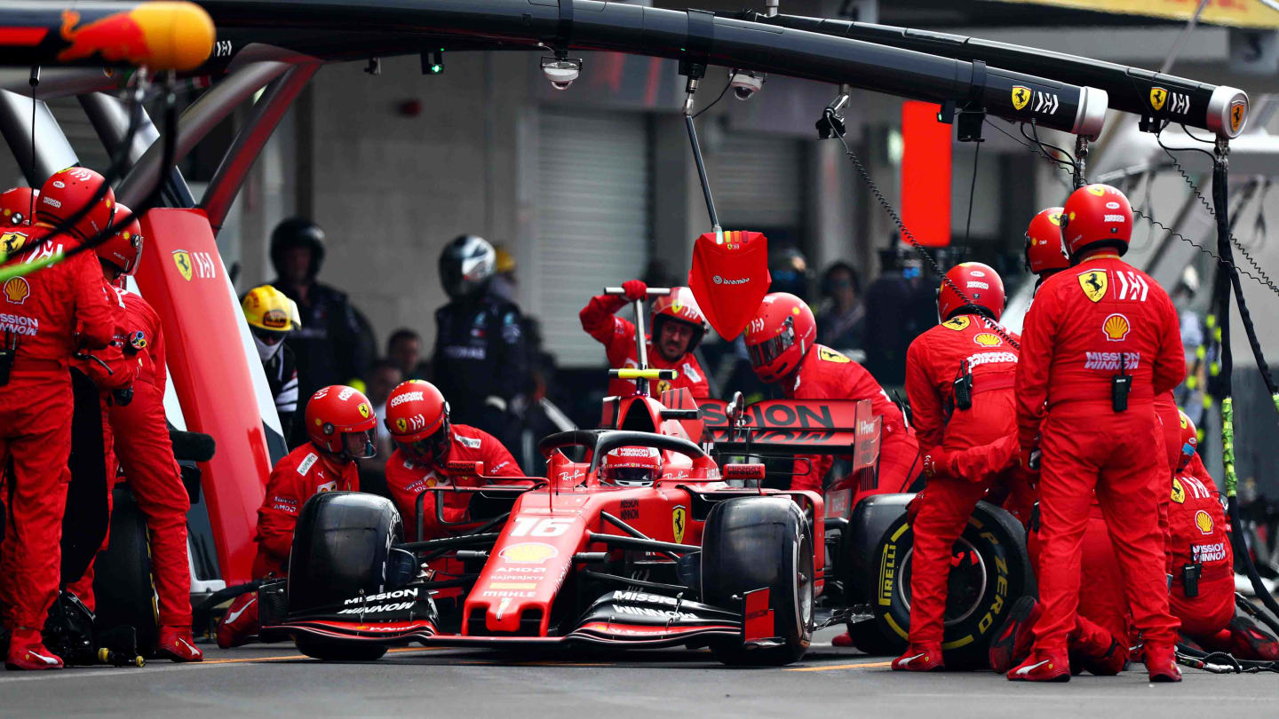MEXICO CITY, MEXICO - OCTOBER 27: Charles Leclerc of Monaco driving the (16) Scuderia Ferrari SF90