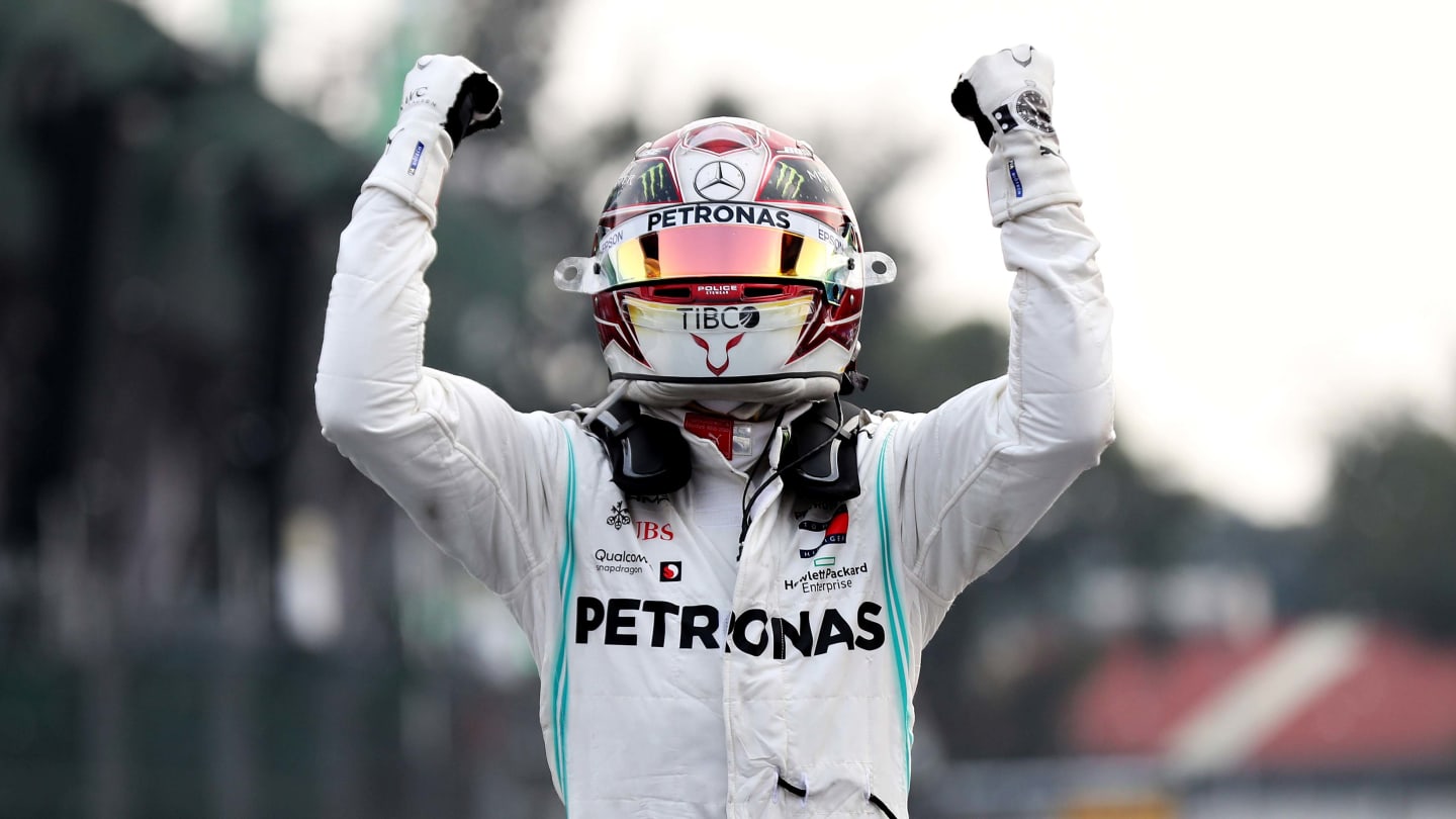 MEXICO CITY, MEXICO - OCTOBER 27: Race winner Lewis Hamilton of Great Britain and Mercedes GP