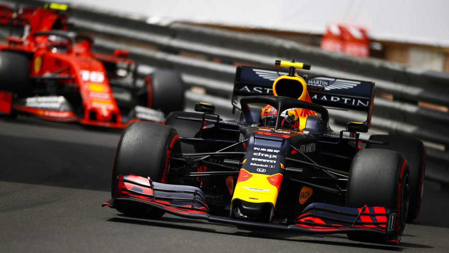 MONTE CARLO, MONACO - MAY 25: Pierre Gasly, Red Bull Racing RB15, leads Charles Leclerc, Ferrari SF90 during the Monaco GP at Monte Carlo on May 25, 2019 in Monte Carlo, Monaco. (Photo by Andy Hone / LAT Images)
