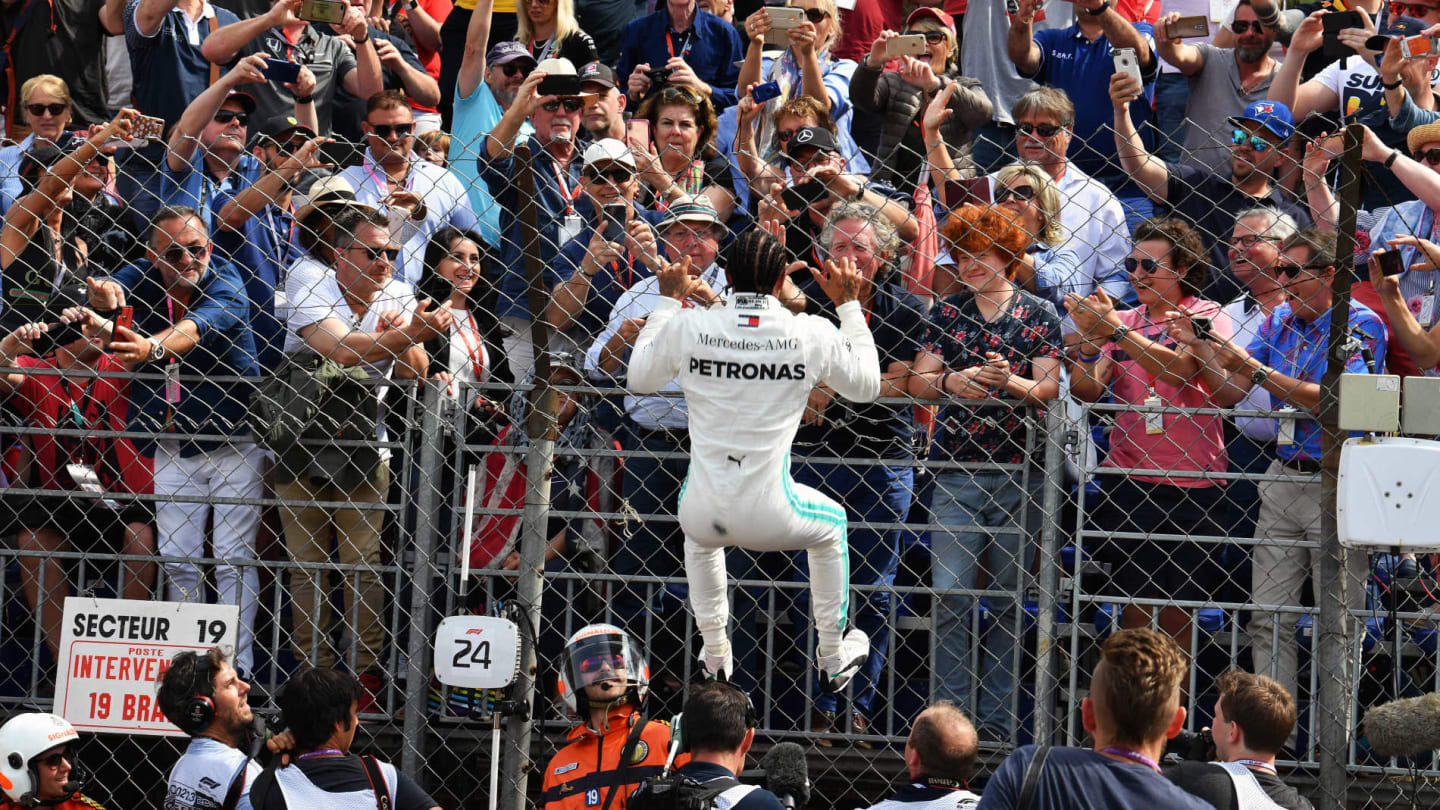 MONTE CARLO, MONACO - MAY 25: Lewis Hamilton, Mercedes AMG F1, celebrates pole after Qualifying