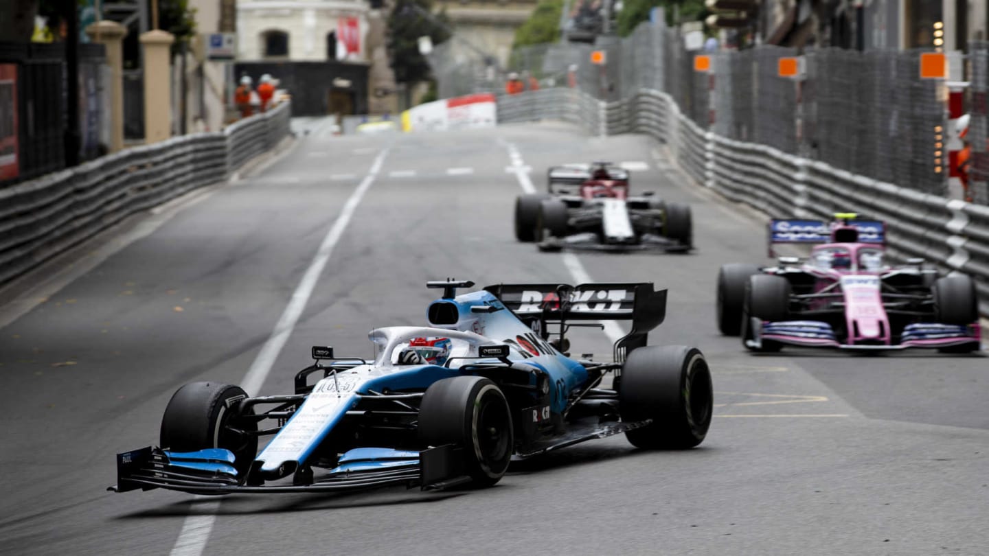 MONTE CARLO, MONACO - MAY 26: George Russell, Williams Racing FW42, leads Lance Stroll, Racing