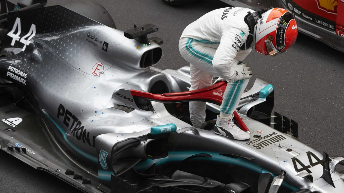 MONTE CARLO, MONACO - MAY 26: Lewis Hamilton, Mercedes AMG F1, 1st position, celebrates on arrival